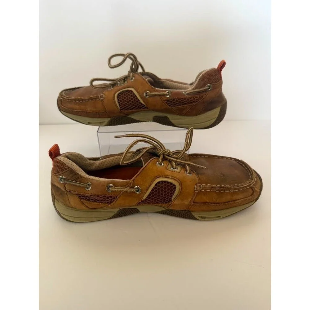 Sperry Top-Sider Sea Kit M 9.5 Brown Leather Boat Shoes Lace Up Casual Comfort